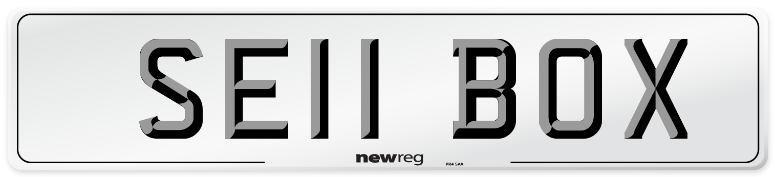 SE11 BOX Number Plate from New Reg